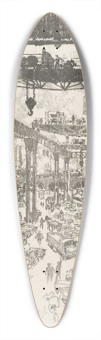 Joseph Pennell - The Great Tower, Pig Iron 39.3 inch art pintail longboard deck