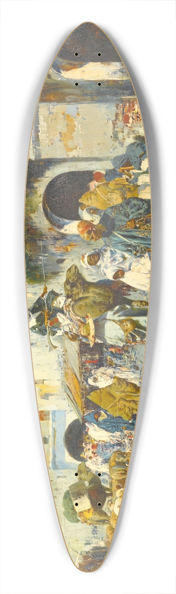 Jos Navarro y Llorens - A Bustling Street 39.3 inch art pintail longboard deck