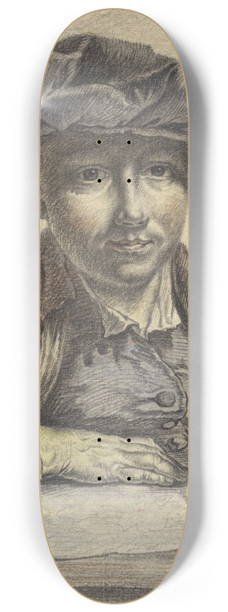 Georg Friedrich Schmidt - Self-Portrait Sketching 8.25 inch art skate deck