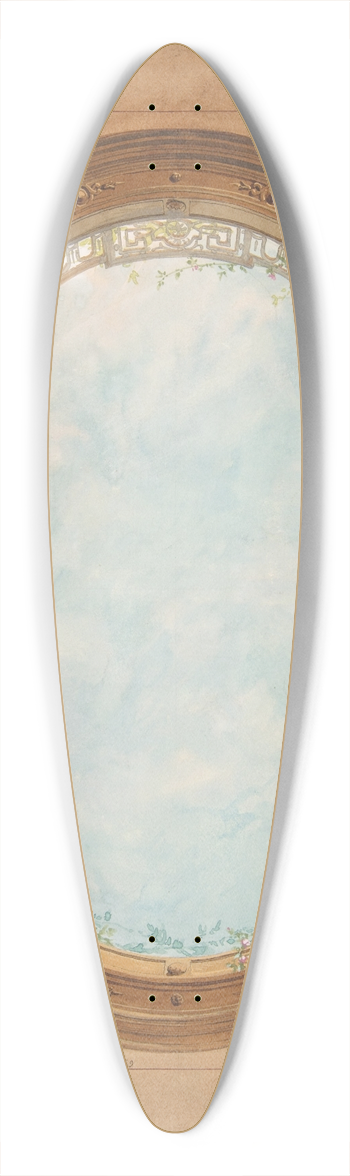 Jules-Edmond-Charles Lachaise - Design for a ceiling with trompe loeil balustrade and sky 39.3 inch art pintail longboard deck
