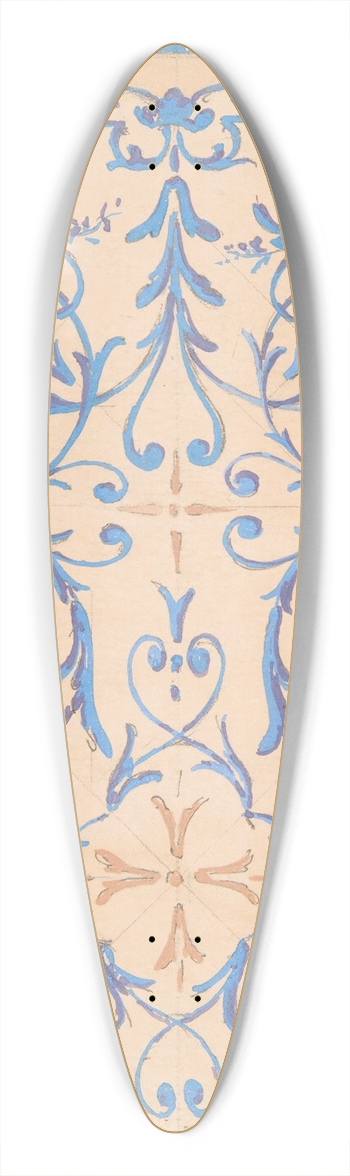 Jules-Edmond-Charles Lachaise - Partial design for a decorative panel painted in rinceaux 39.3 inch art pintail longboard deck