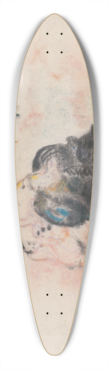 Jules Schmalzigaug - Black Man and Blue Horizon 39.3 inch art pintail longboard deck