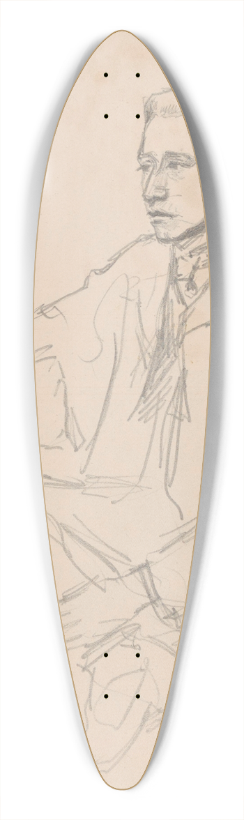 Jules Schmalzigaug - Seated Man 39.3 inch art pintail longboard deck