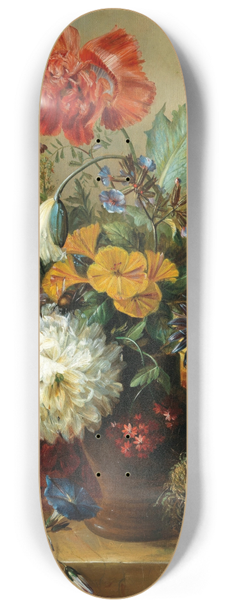 Georgius Johannes Jacobus van Os - Still Life with Flowers and a Birds Nest 8.25 inch art skate deck