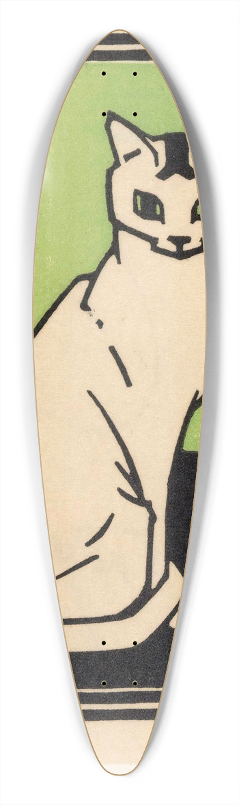 Julie de Graag - Zittende kat 39.3 inch art pintail longboard deck
