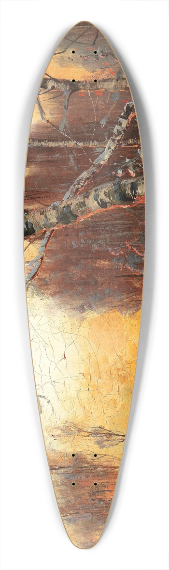Julius Sergius Klever - Winter Landscape With Birch In The Evening Light 39.3 inch art pintail longboard deck