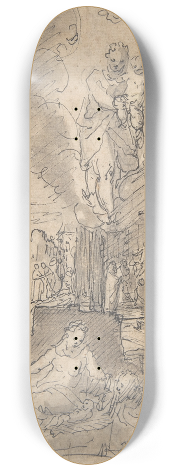 Georg Pecham - The Assumption of the Virgin with the Five Joyful Mysteries of the Rosary 8.25 inch art skate deck
