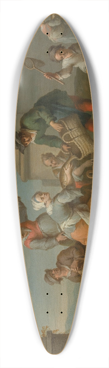 Karl Aigen - Market scene 39.3 inch art pintail longboard deck