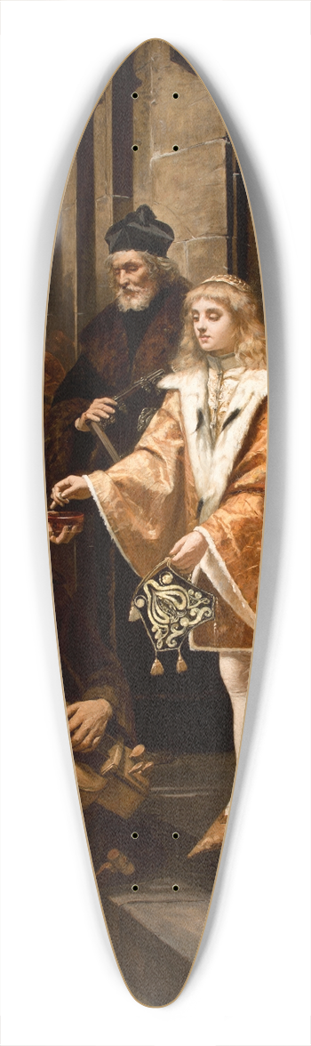 Kazimierz Mirecki - Saint Casimir Giving Alms 39.3 inch art pintail longboard deck
