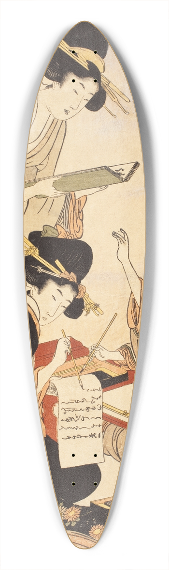 Kitagawa Utamaro - The Calligraphy Lesson 39.3 inch art pintail longboard deck