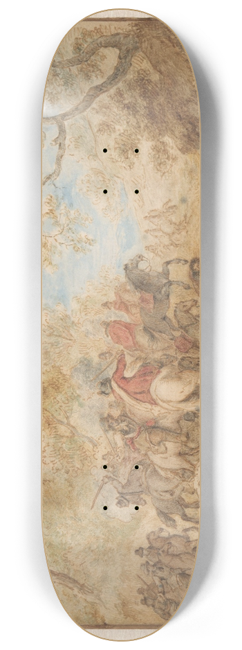 Gerardus Josephus Xavery - Landschap met vechtende ruiters 8.25 inch art skate deck