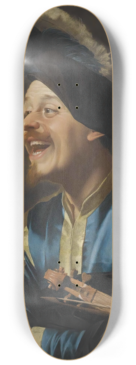 Gerard van Honthorst - A Laughing Violinist 8.25 inch art skate deck