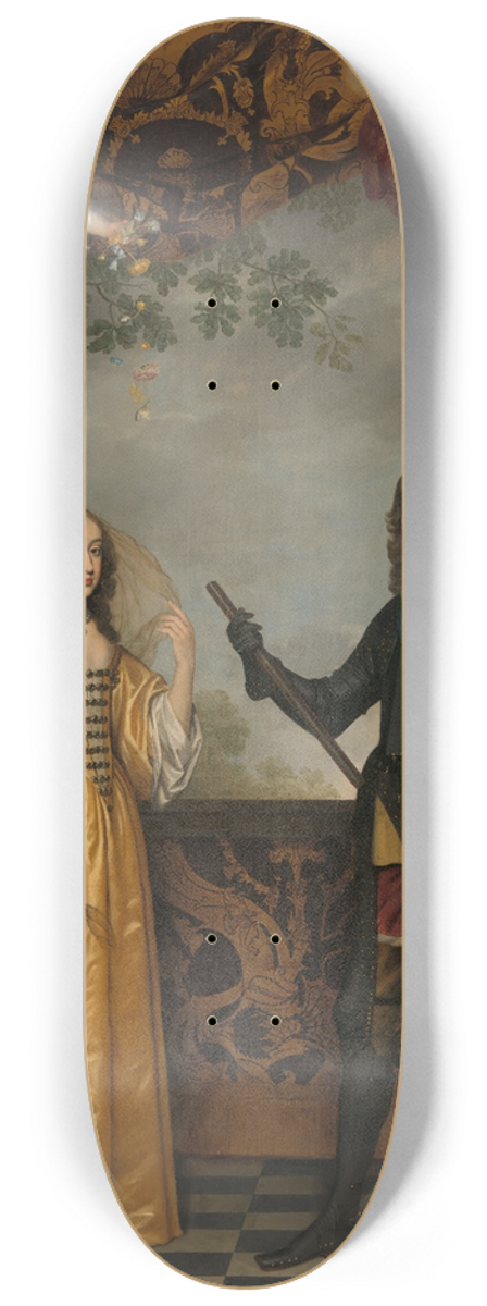 Gerard van Honthorst - Portrait of Willem II (1626-1650), Prince of Orange, and his Wife Mary Stuart (1631-1660) 8.25 inch art skate deck