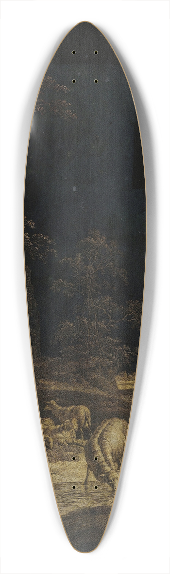 Leendert Overbeek - Shepherdess with Sheep 39.3 inch art pintail longboard deck