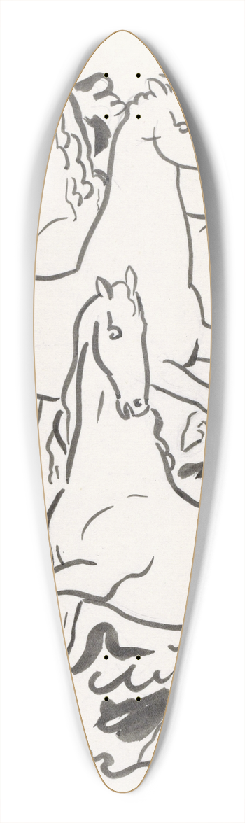 Leo Gestel - Drie paarden 39.3 inch art pintail longboard deck