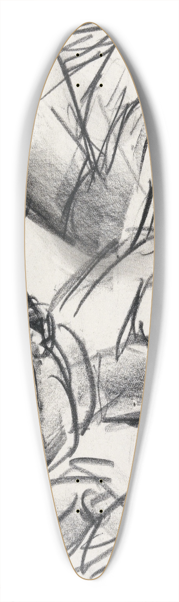 Leo Gestel - Studieblad met mannen aan het werk 39.3 inch art pintail longboard deck