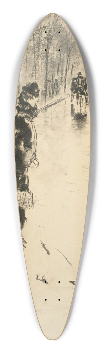 Lesser Ury - Straenszene im Berliner Tiergarten mit Dame 39.3 inch art pintail longboard deck