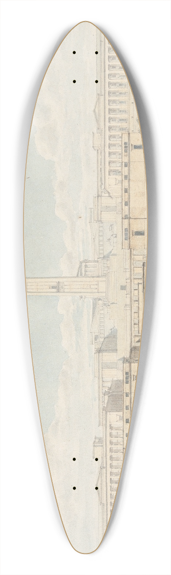 Lewis Vulliamy - Perspective View of a Fanciful Acropolis Complex 39.3 inch art pintail longboard deck