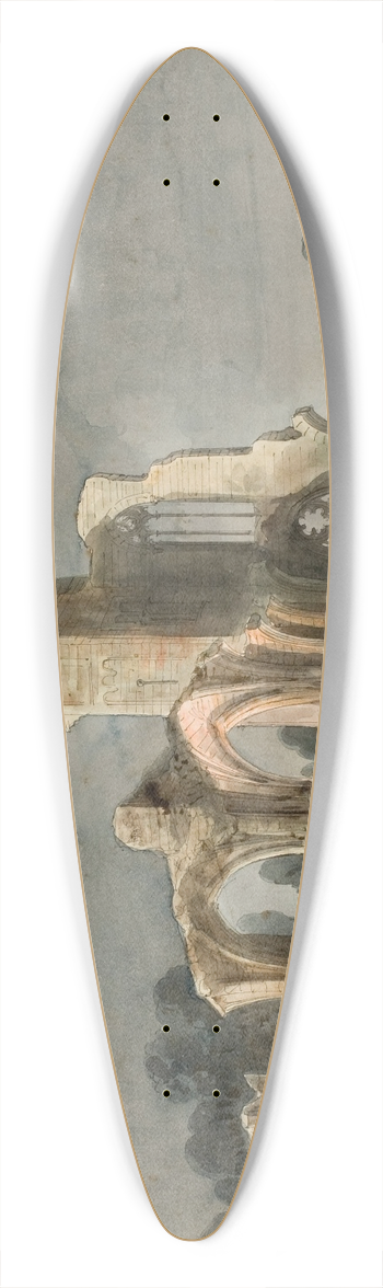 Llus Rigalt - Night Landscape with Gothic Ruins 39.3 inch art pintail longboard deck