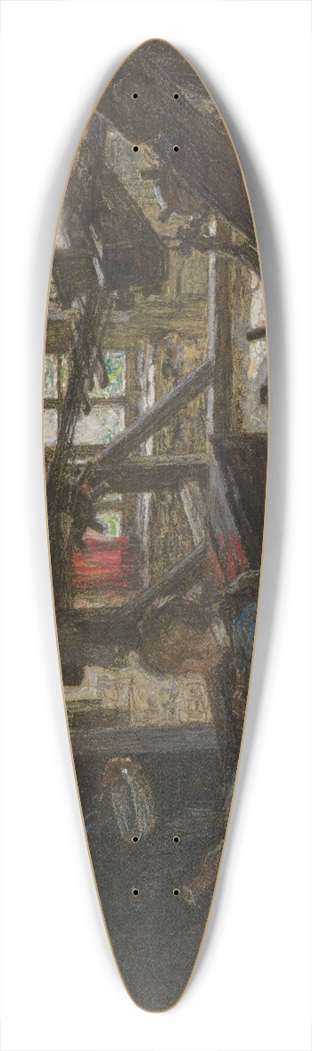 Lon Augustin Lhermitte - Figures In A Cottage Interior 39.3 inch art pintail longboard deck