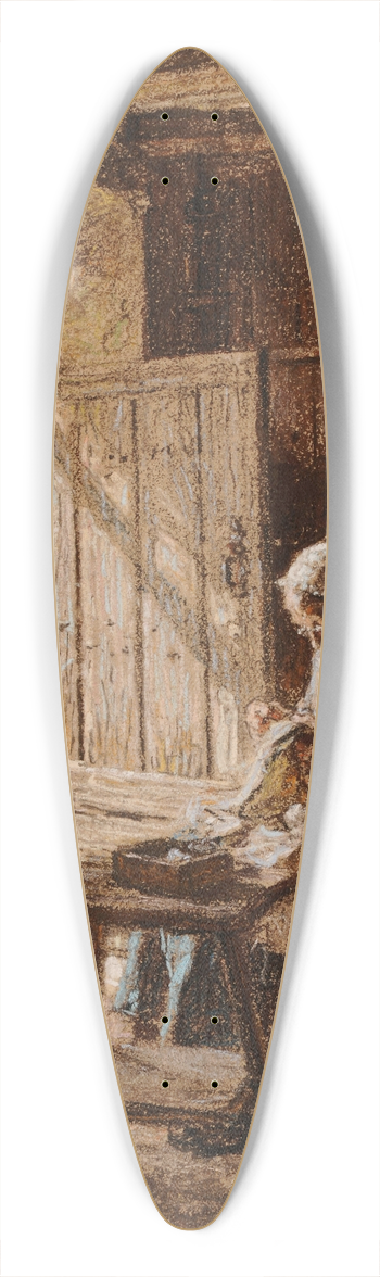 Lon Augustin Lhermitte - Vieille couturire 39.3 inch art pintail longboard deck