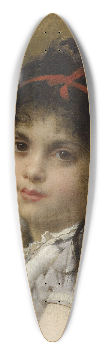 Lon-Jean-Basile Perrault - Girl With A Kitten 39.3 inch art pintail longboard deck