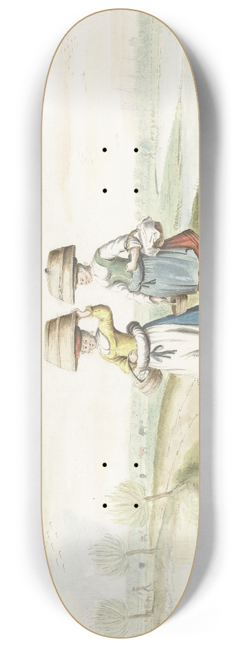 Gesina ter Borch - Twee boerenvrouwen lopend in een landschap 8.25 inch art skate deck