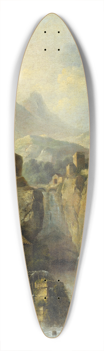 Louis Belanger - Mountainous Landscape with a Waterfall 39.3 inch art pintail longboard deck