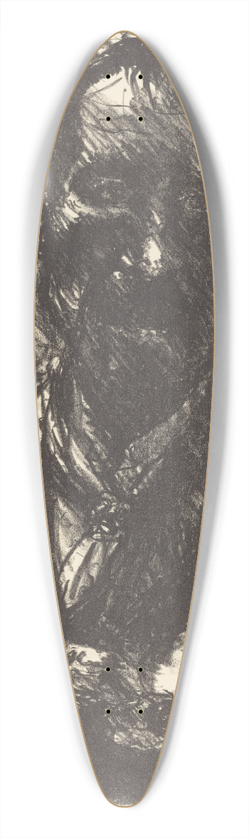 Lovis Corinth - Self-Portrait Sketching 39.3 inch art pintail longboard deck