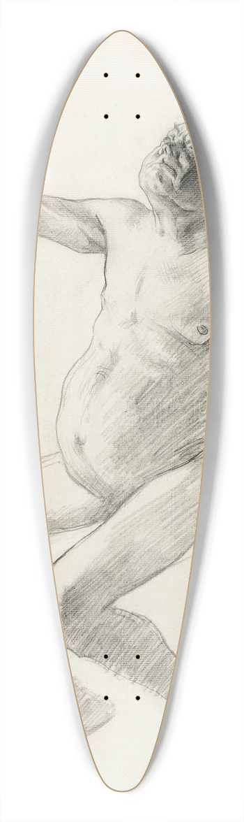 Lovis Corinth - Study of a Nude Man Falling Backwards 39.3 inch art pintail longboard deck