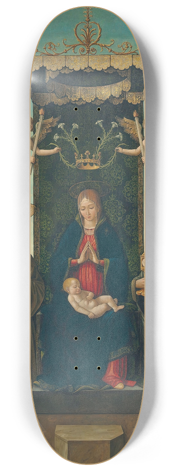 Gian Giacomo d'Alladio - The Madonna and Child enthroned, with Saints Michael, Bernardino of Siena, Clare and Stephen 8.25 inch art skate deck