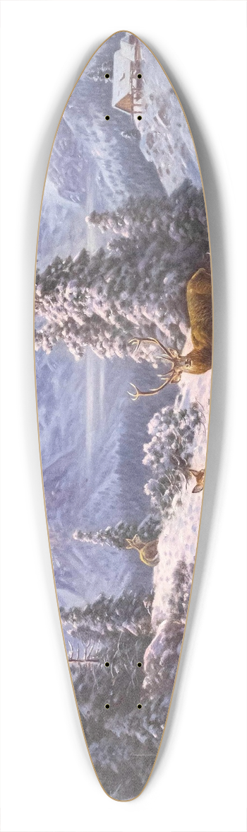Ludwig Sckell - Hirsch mit Rudel im Winter 39.3 inch art pintail longboard deck