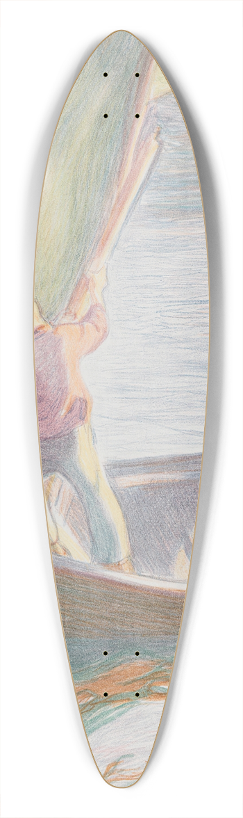 Magnus Enckell - Boy and Sail 39.3 inch art pintail longboard deck