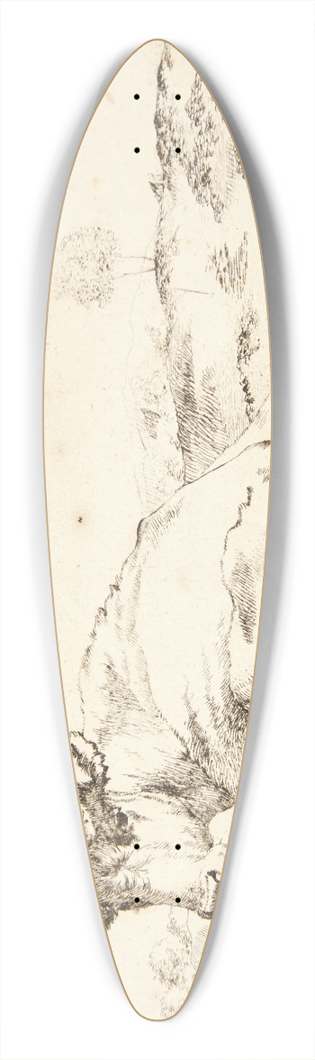 Marcus de Bye - Liggende ko, set bagfra 39.3 inch art pintail longboard deck