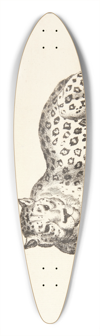 Marcus de Bye - Liggende leopard, vendt mod venstre 39.3 inch art pintail longboard deck