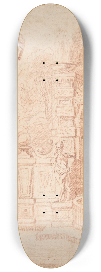 Gilles-Marie Oppenord - Study for a Garden Capriccio 8.25 inch art skate deck
