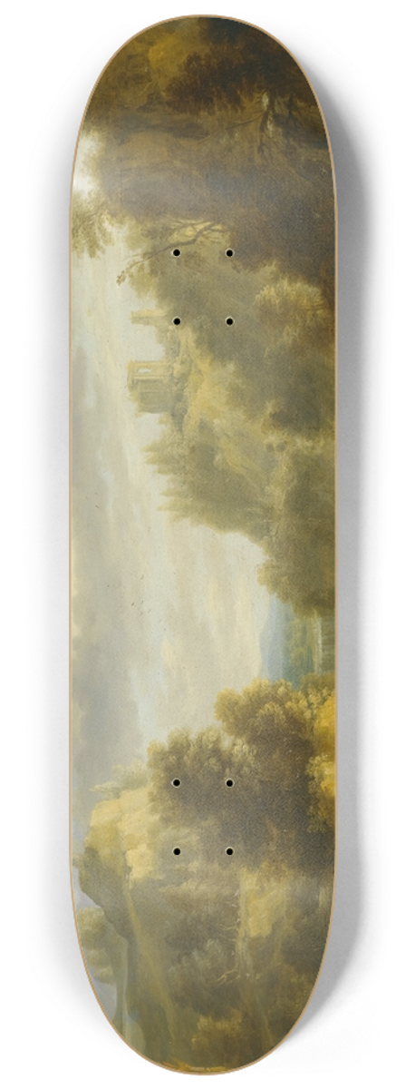 Gillis Peeters the Elder - Mountain Landscape With AWaterfall AndA Capriccio View Of The Forums And Temple Of Vesta At Tivoli 8.25 inch art skate deck
