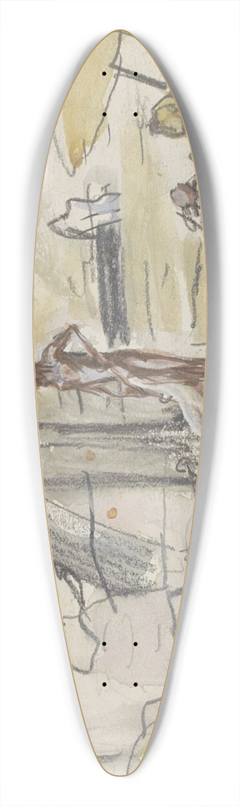 Marius Bauer - Badende Indirs aan de oever van de Ganges 39.3 inch art pintail longboard deck
