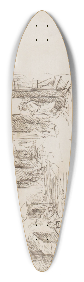 Marius Bauer - Dorpsstraat met figuren 39.3 inch art pintail longboard deck