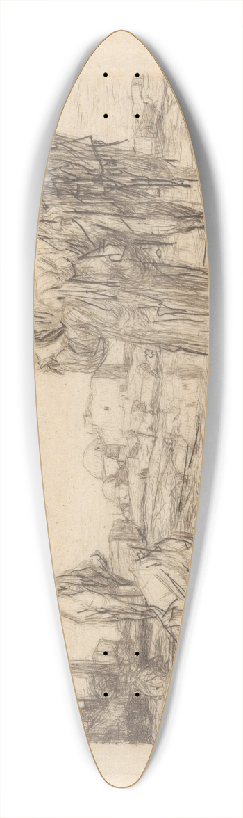 Marius Bauer - Kamelen met drijver voor een stad 39.3 inch art pintail longboard deck