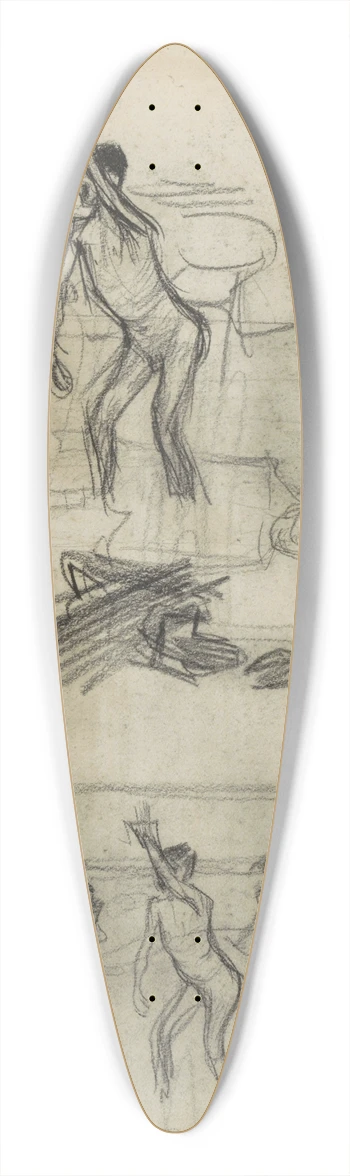 Marius Bauer - Naakte figuren 39.3 inch art pintail longboard deck