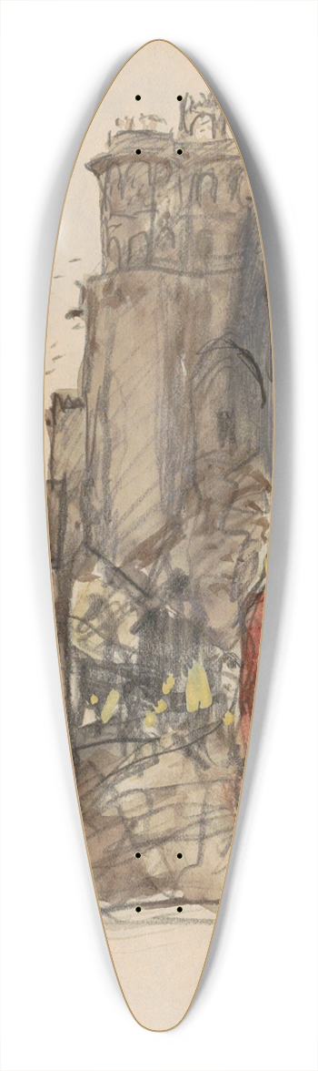 Marius Bauer - Straat met figuren 39.3 inch art pintail longboard deck