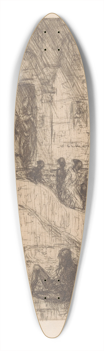 Marius Bauer - Tempel in Tanjore 39.3 inch art pintail longboard deck