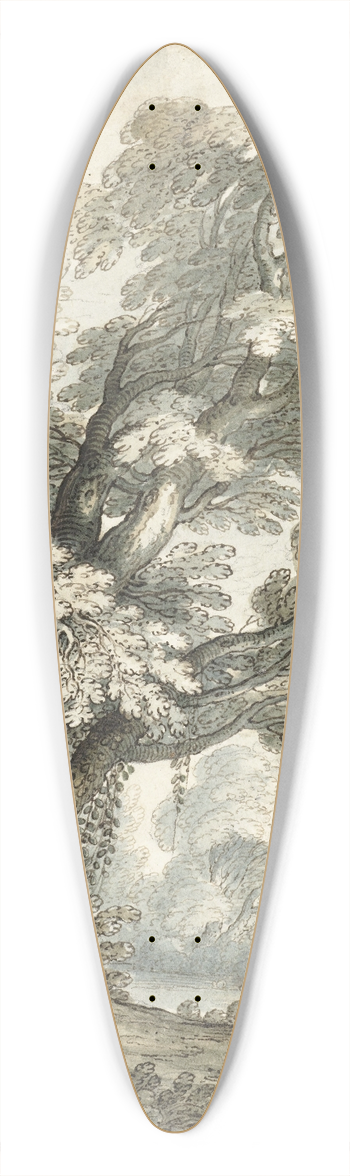 Marten de Cock - Landscape with a Tall Tree 39.3 inch art pintail longboard deck