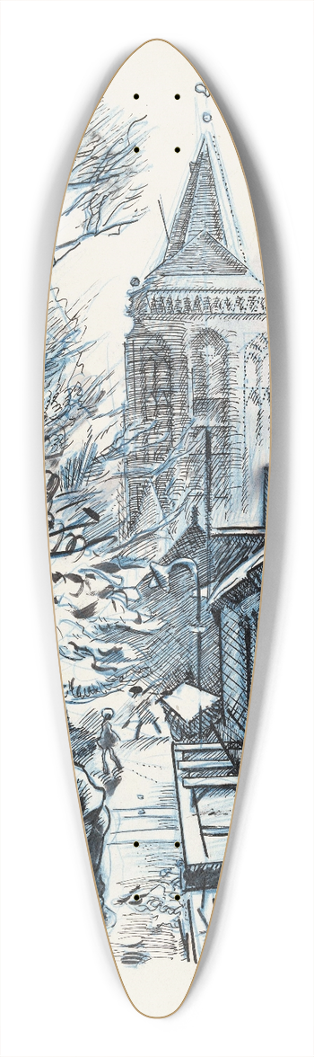 Martin Monnickendam - Straatje met gezicht op de St. Nicolaaskerk te Monnickendam 39.3 inch art pintail longboard deck