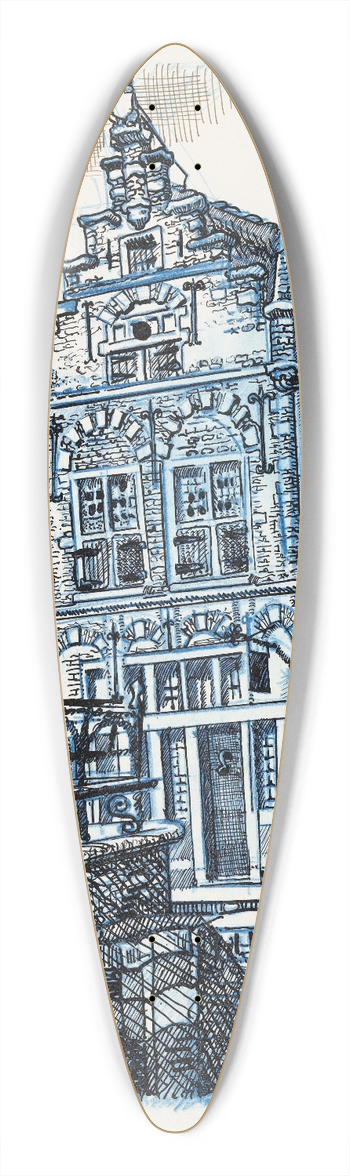 Martin Monnickendam - Voorgevel van het Museum te Edam 39.3 inch art pintail longboard deck
