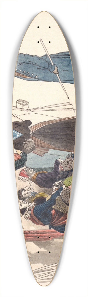 Martinus Rrbye - Scene fra torvepladsen i Thisted 39.3 inch art pintail longboard deck