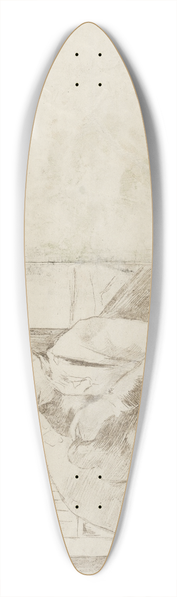 Mary Cassatt - Knitting in the Library (verso) 39.3 inch art pintail longboard deck