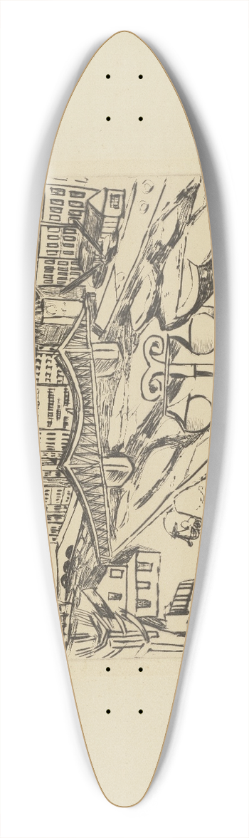 Max Beckmann - City View with Eiserner Steg (Iron Bridge) 39.3 inch art pintail longboard deck