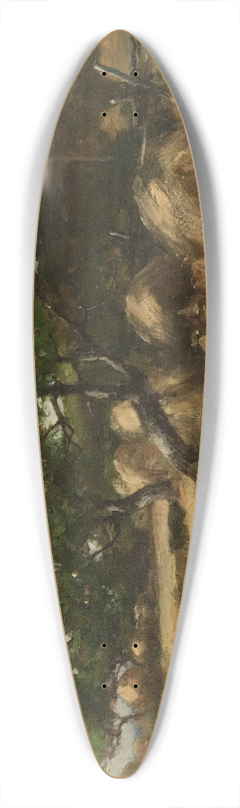 Max Weyl - Roosters in the Yard 39.3 inch art pintail longboard deck